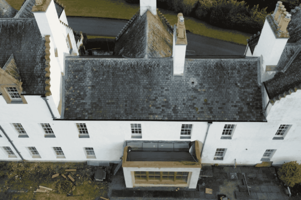 a castle with bespoke roof light on flat roof