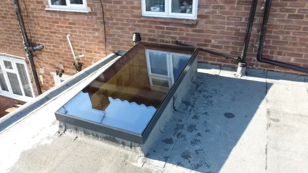 flat roof with a skylight
